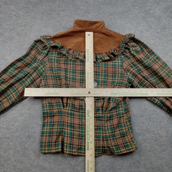 Vintage The East Side Clothing Co. Blouse Womens Medium Brown Plaid Western - Picture 4 of 7